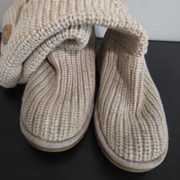 Ugg Australia Women’s Cardy Knit Tan Gold Sweater Boots Buttons Size 5 US 1876 - Picture 6 of 7
